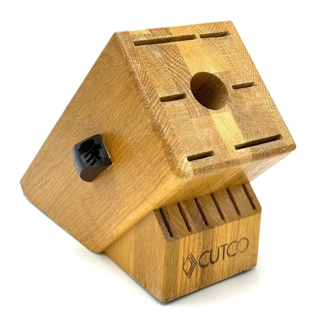 CUTCO Galley +6 Wood Knife Block 13 Slot Honey Oak Wooden Made in USA 1744